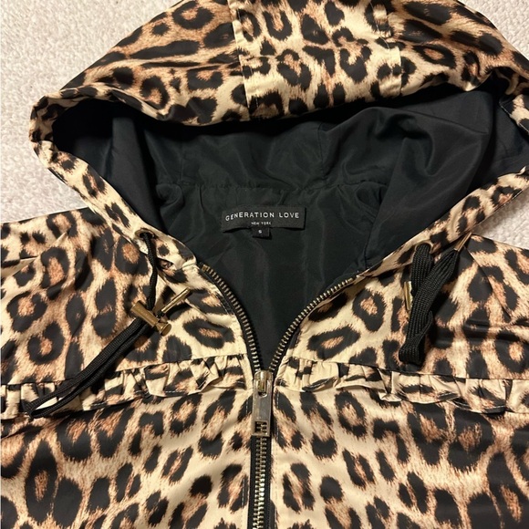 Generation Love Barron Leopard Windbreaker Jacket Animal Print Ruffle - Picture 11 of 16